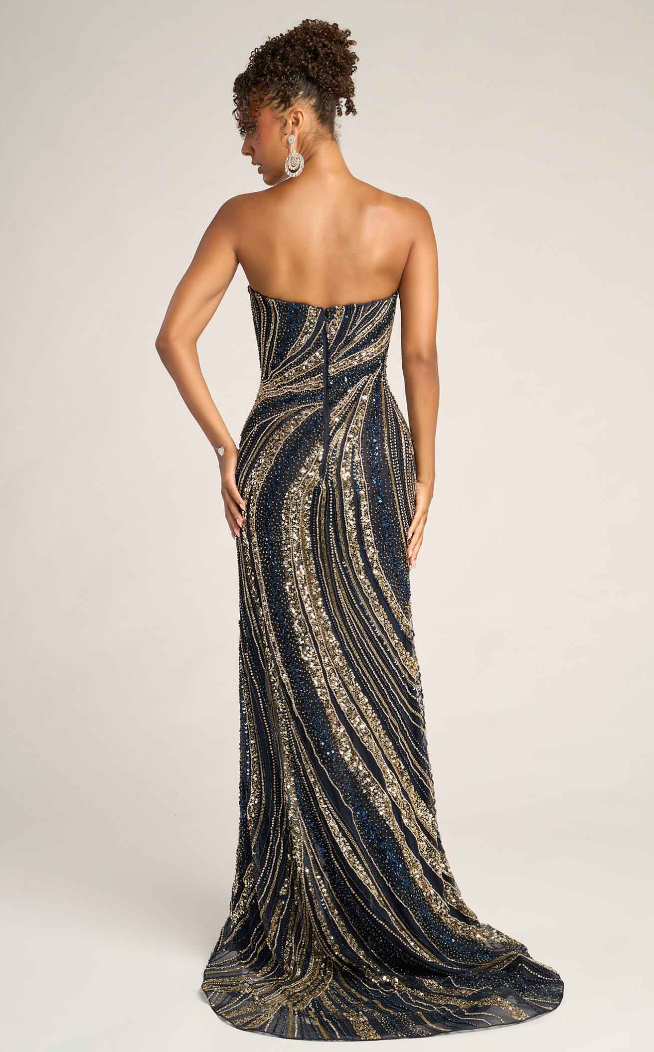 Strapless Sequin Evening Gown with Sweetheart Neckline Beaded Dress by Portia and Scarlett PS26412C