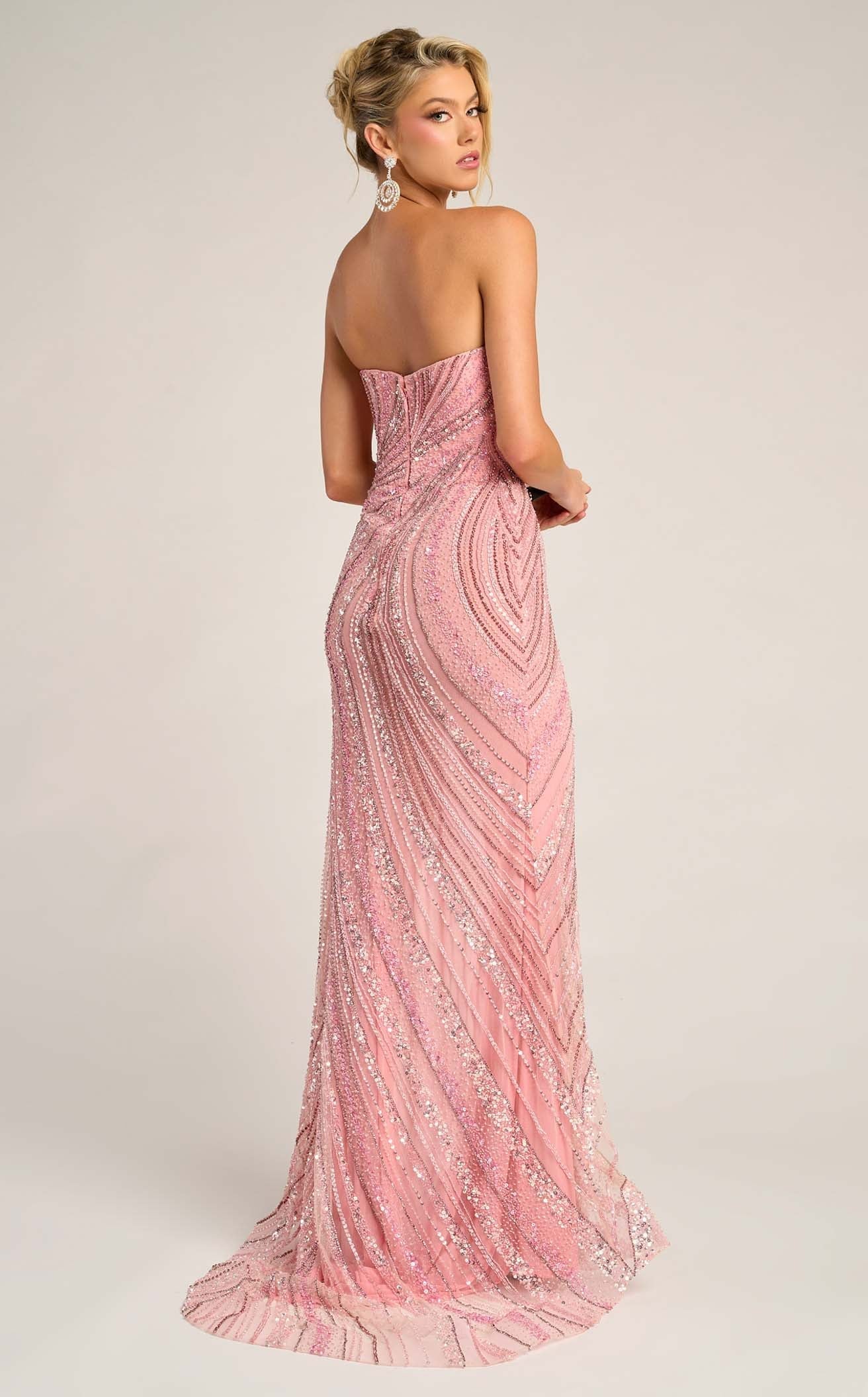 Strapless Sequin Evening Gown with Sweetheart Neckline Beaded Dress by Portia and Scarlett PS26412C