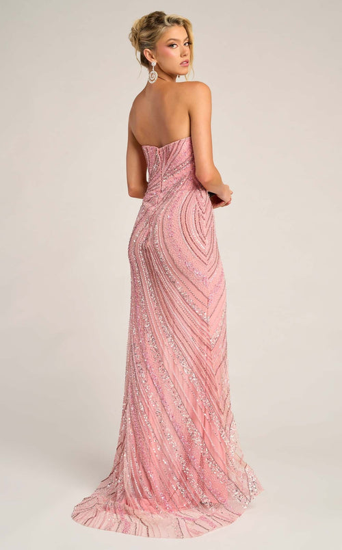 Strapless Sequin Evening Gown with Sweetheart Neckline Beaded Dress by Portia and Scarlett PS26412C