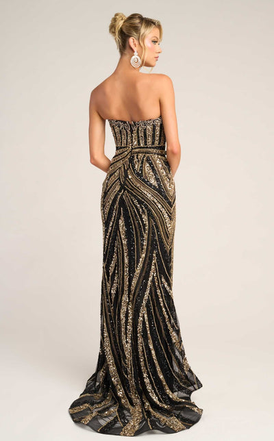 Strapless Sequin Evening Gown with Slit Sparkly Formal Prom Dress by Portia & Scarlett PS26418C
