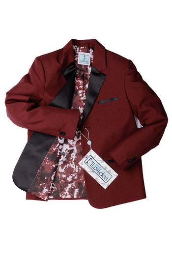 Conjunto de esmoquin burdeos para niños "Prodigy" de 5 piezas