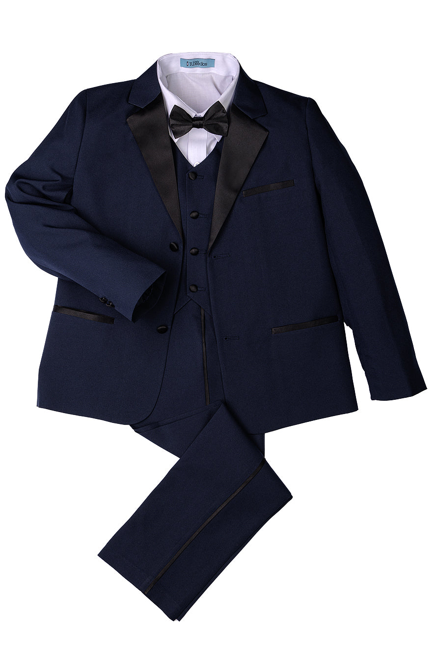 Conjunto de esmoquin azul marino de 5 piezas para niños "Prodigy"