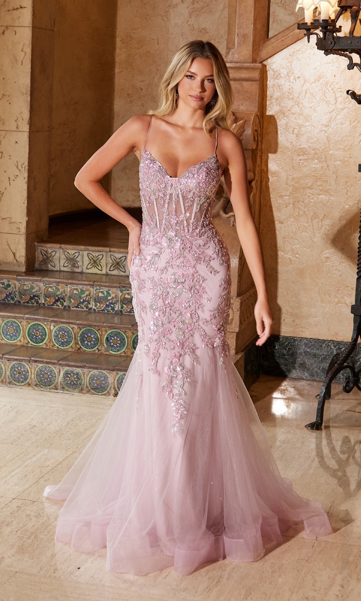 Vestido largo de fiesta Nox Anabel con bordado Q1541