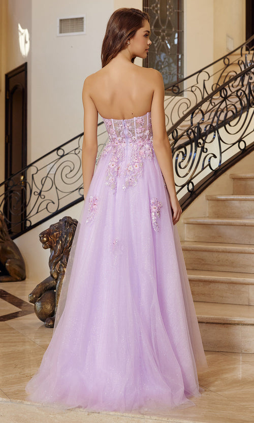 Nox Anabel Q1773 Strapless Floral Applique Fitted Dress