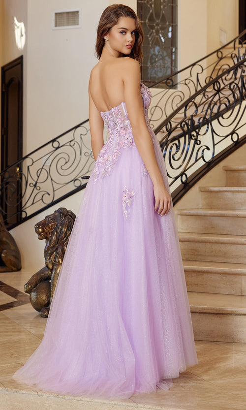 Nox Anabel Q1773 Strapless Floral Applique Fitted Dress