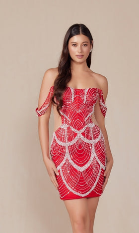 Nox Anabel Q839 Short Sexy Homecoming Dress with Sheer Sides