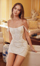 Short White Sequin Hoco Dress Q839W by Nox Anabel