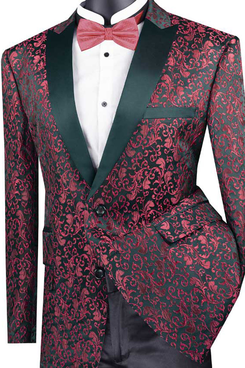 Chaqueta deportiva de esmoquin con bordado de cachemira para hombre, corte regular, en rojo