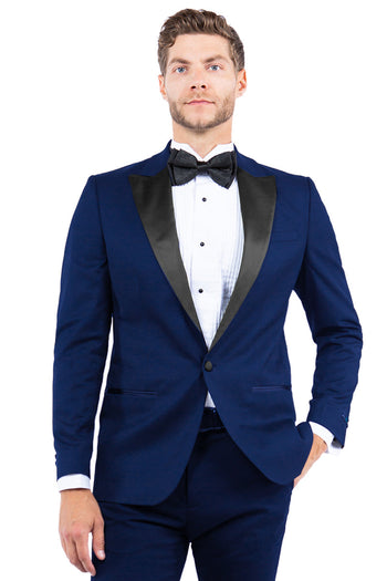Men's Modern Fit Navy Tuxedo Jacket with Black Peak Lapel
