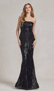 Elegante vestido de lentejuelas de un solo hombro – Estilo R1204