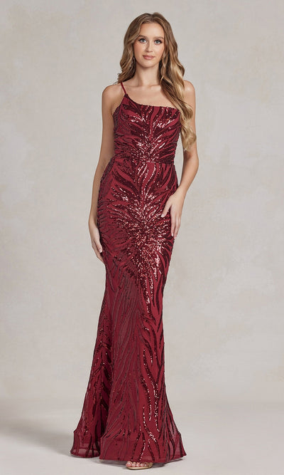 Nox Anabel R1204 Elegant One-Shoulder Sequin Gown
