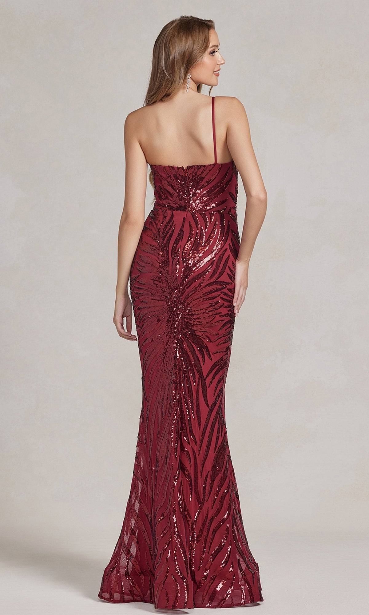 Elegante vestido de lentejuelas de un solo hombro – Estilo R1204