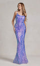 Elegante vestido de lentejuelas de un solo hombro – Estilo R1204