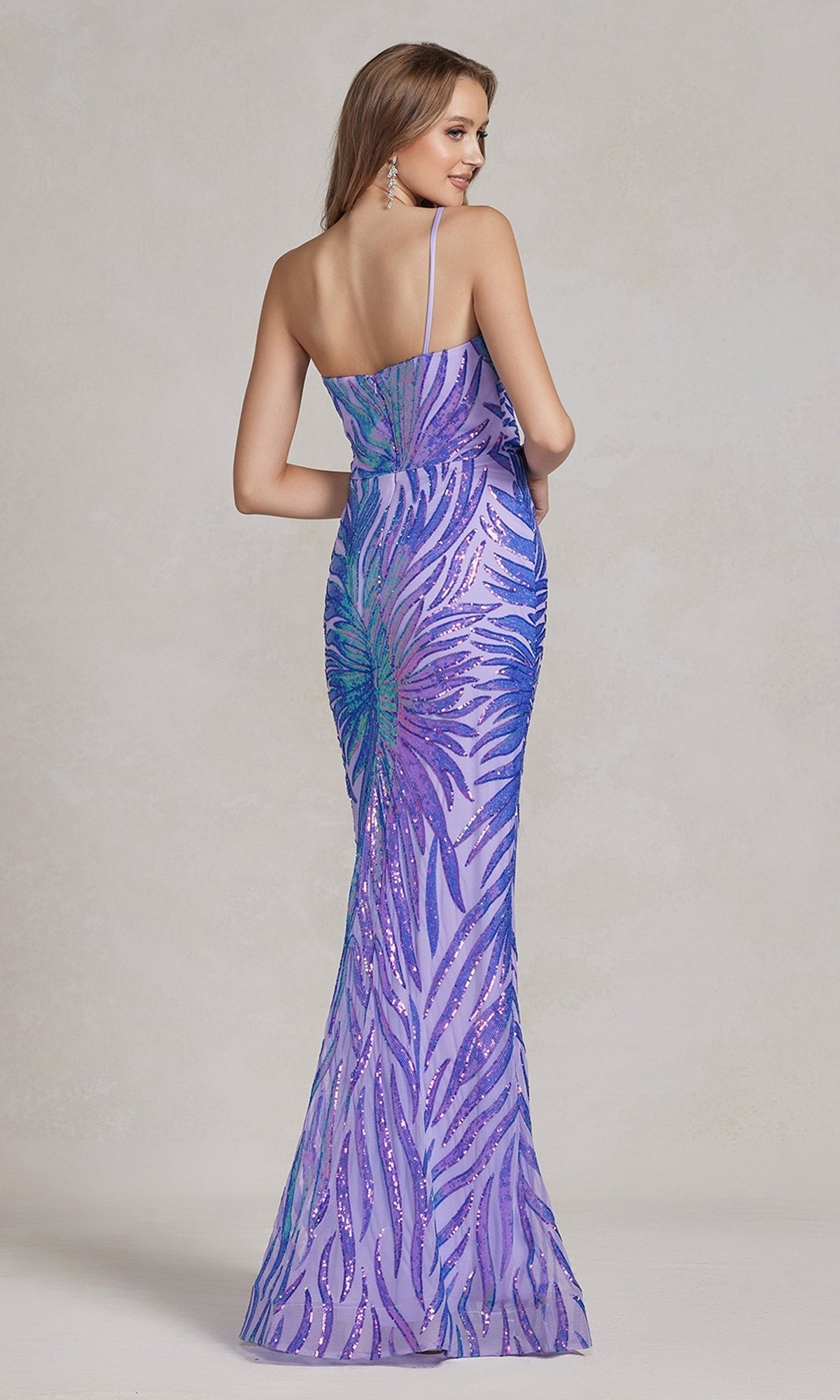 Elegante vestido de lentejuelas de un solo hombro – Estilo R1204