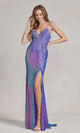 Floor-Length Sequin Dress with Beautiful 3-D Floral Design