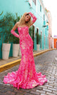 Nox Anabel R1268 Strapless Prom Dress with Sequin Print