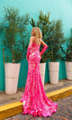 Nox Anabel R1268 Strapless Prom Dress with Sequin Print