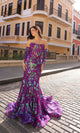 Vestido de fiesta sin tirantes R1268 con estampado de lentejuelas