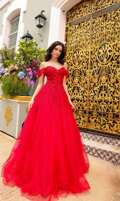 Nox Anabel R1303 Stunning Off-the-Shoulder Tulle Prom Ball Gown