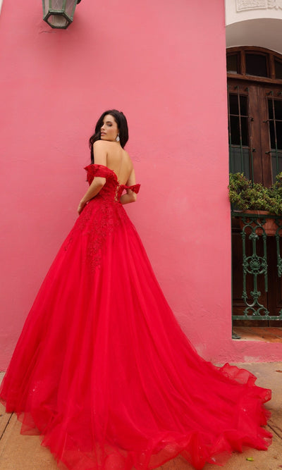 Nox Anabel R1303 Stunning Off-the-Shoulder Tulle Prom Ball Gown