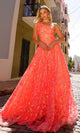 Stunning Neon Peach One-Shoulder Prom Ball Gown –  R1305