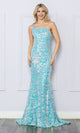 Nox Anabel R1308 One-Shoulder Long Sequin-Print Prom Dress