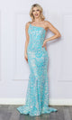 Nox Anabel R1308 One-Shoulder Long Sequin-Print Prom Dress