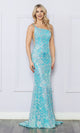 Nox Anabel R1308 One-Shoulder Long Sequin-Print Prom Dress