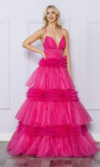 Nox Anabel R1316 Ruffled Glitter Prom Dress