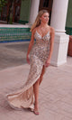 Nox Anabel R1686 Prom Gown with Floral Embellishments