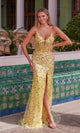 Nox Anabel R1686 Prom Gown with Floral Embellishments
