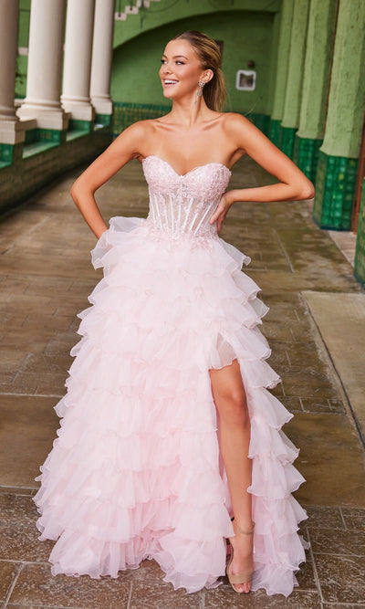 Nox Anabel R1688 Strapless Ruffled Prom Ball Gown