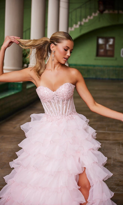Nox Anabel R1688 Strapless Ruffled Prom Ball Gown
