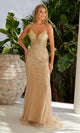 Nox Anabel R1715 Lace-Up Beaded Long Prom Dress