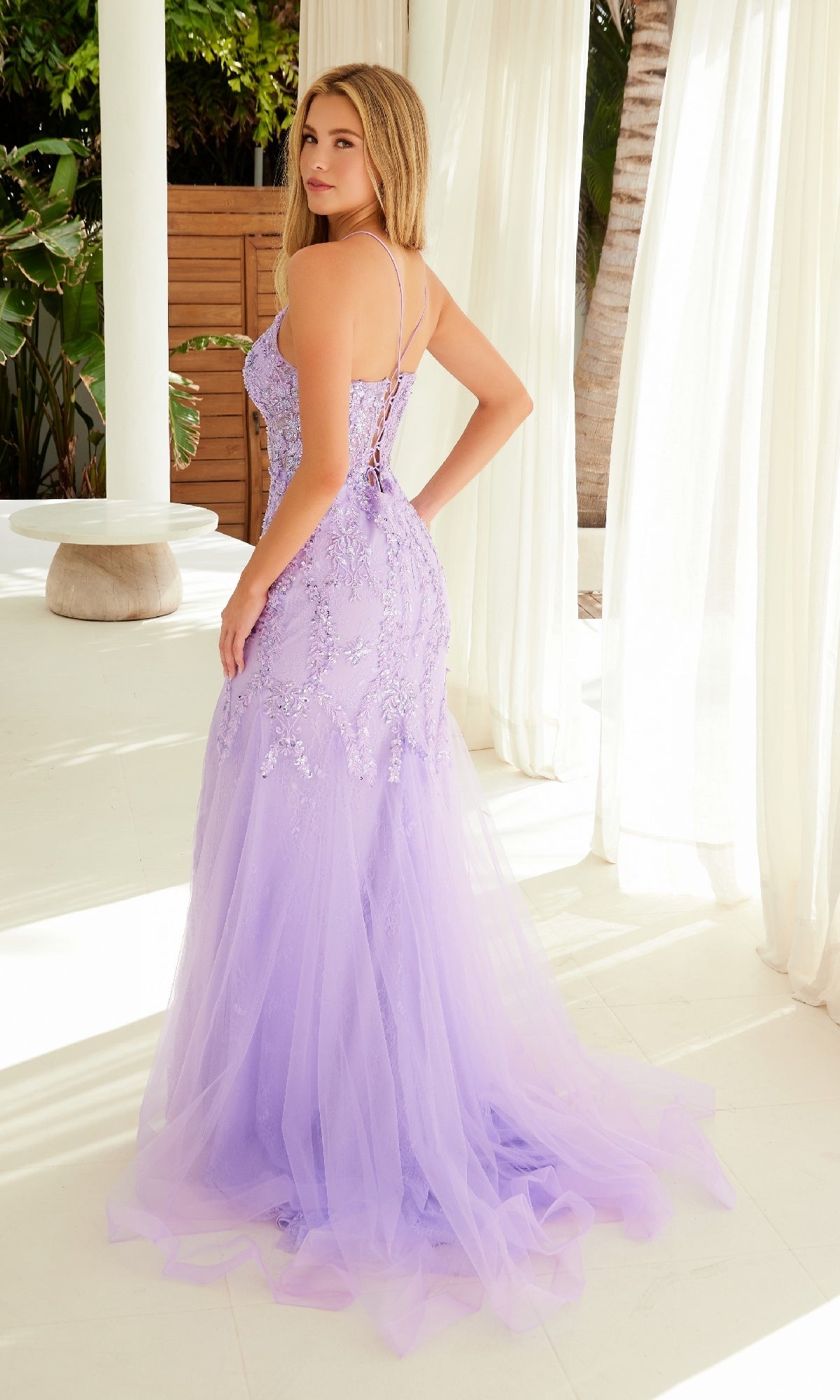 Vestido de fiesta largo de sirena con lentejuelas Nox Anabel R1717