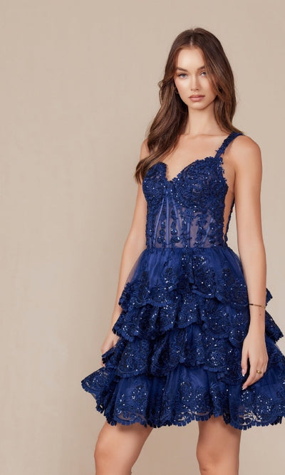 Nox Anabel R880 Cute Short Ruffled Homecoming Dress