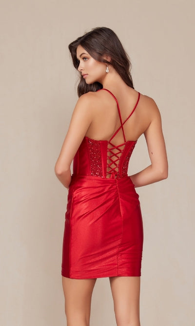 Nox Anabel R947 Embellished-Corset Mini Dress for Homecoming