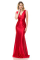 Red Carpet Dress Deep V-Neck Sleeveless Mermaid Gown By Lenovia 5248