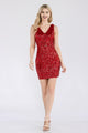 Vestido de cóctel con escote en V y lentejuelas de sirena para regreso a casa de Lenovia 5321