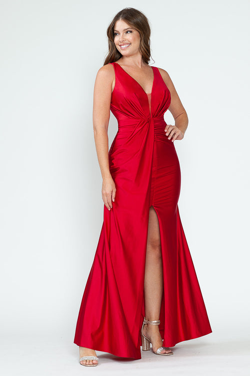 Vestido de dama de honor con escote en V, corte imperio y fruncido, de Lenovia 5319 (Nueva colección)