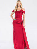 Formal Dress Off The Shoulder Pleated Ruched Prom Gown By Lenovia 5320