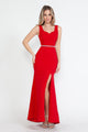 Vestido de noche ajustado con escote corazón y abertura en el muslo de Lenovia 5258