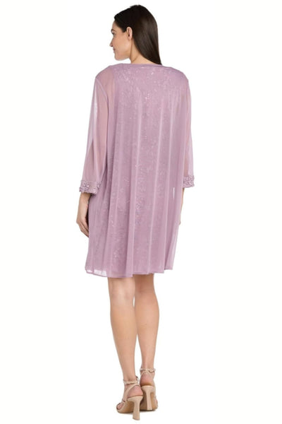 3/4 Sleeve 2-Pc Evening Jacket Dress with Scoop Neck, Sequin Detail, and Beaded Detail by R&M Richards 7078