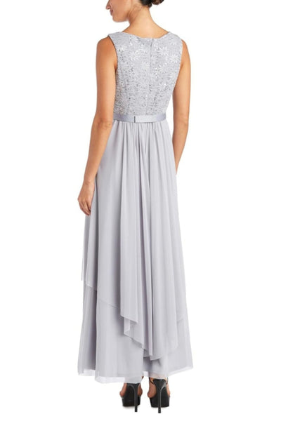 Mother of the Bride Long Formal Dress with 3/4 Sleeve, Jacket Dress, and Lace Detail by R&M Richards 7300