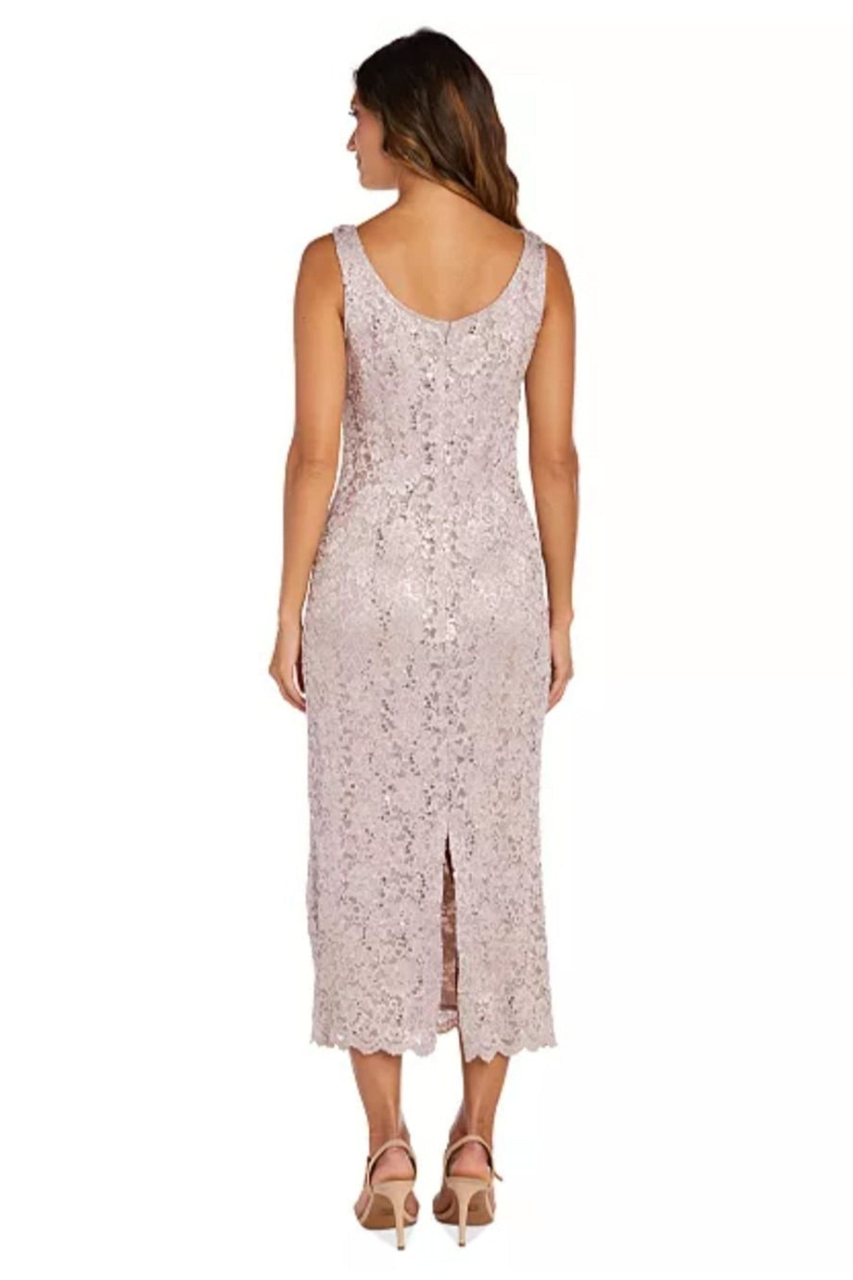 Blush Sequin Lace Two-Piece Jacket Dress with 3/4 Sleeve and Coordinating Jacket by R&M Richards 9896