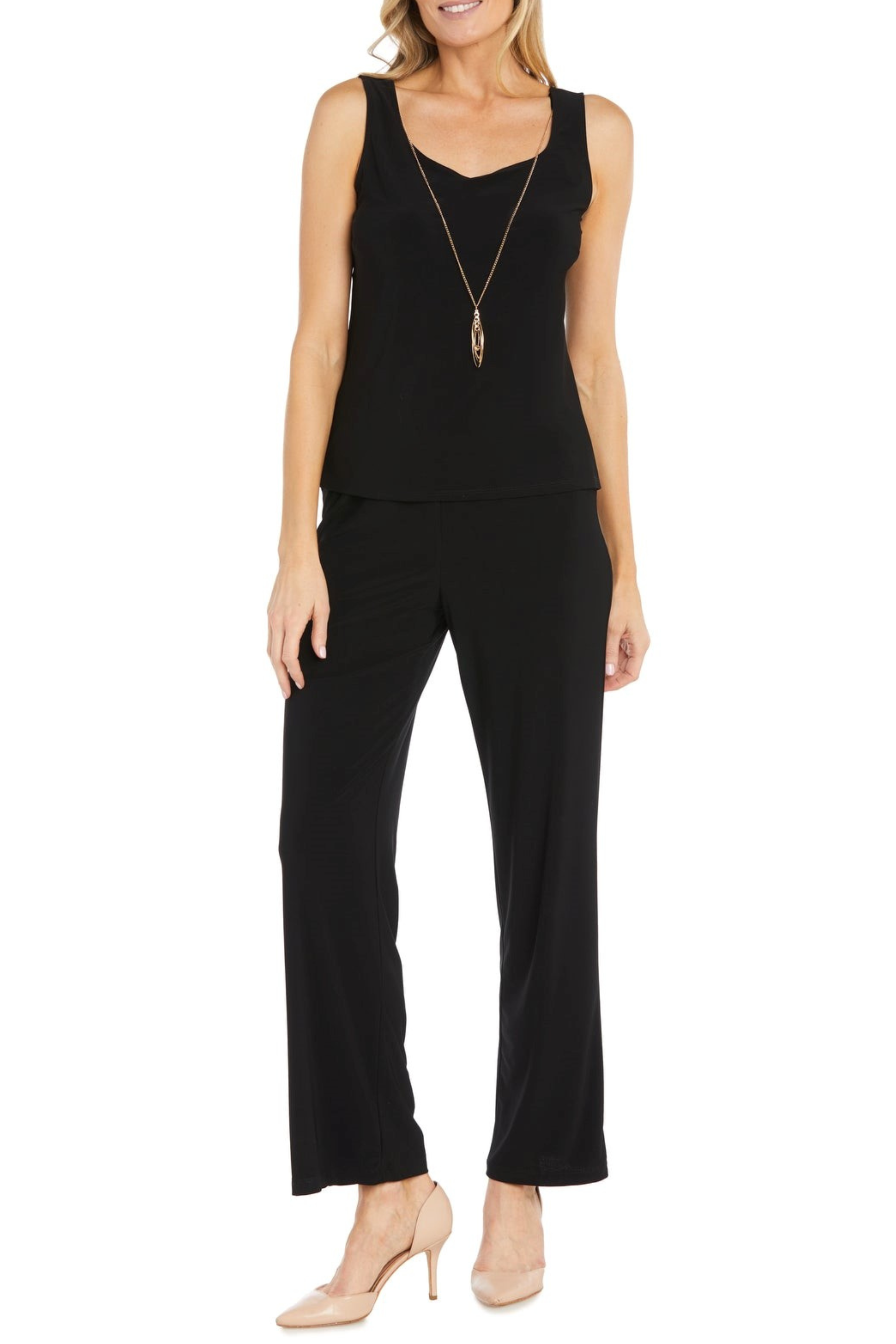 3 Piece Evening Pant Set with Embroidered Detail and Lace Detail by R&M Richards 2779