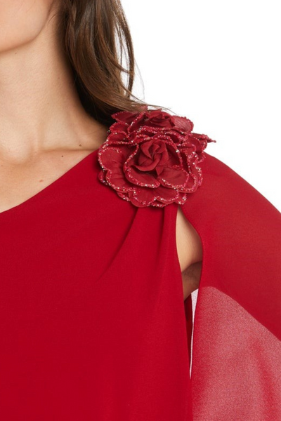 One Shoulder Short Evening Dress with Cape Detail by R&M Richards 3034