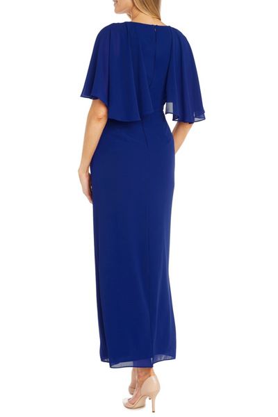 Long Chiffon Capelet Evening Dress with Rhinestone Detail by R&M Richards 3144