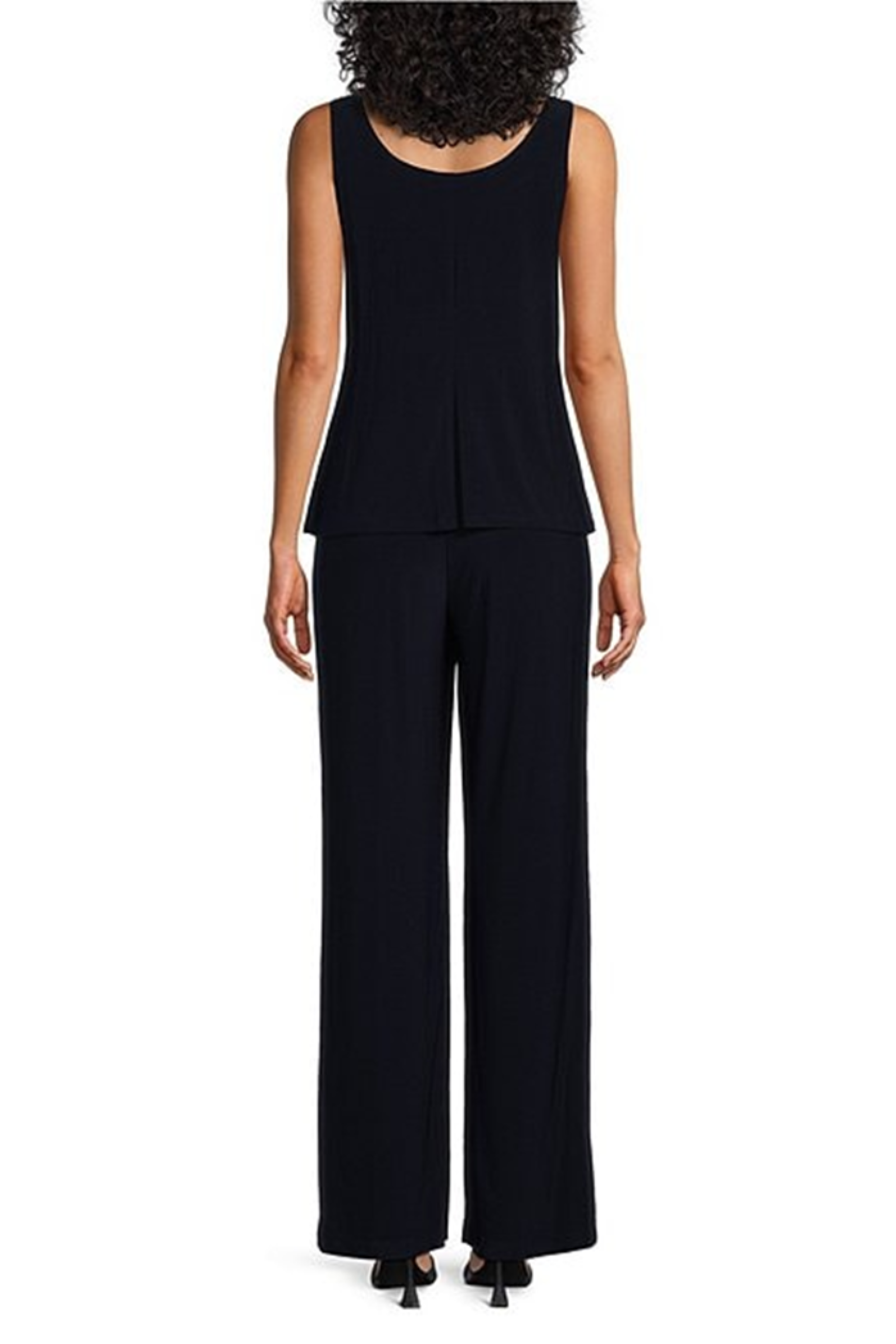 Navy Soutache Embroidered 3-Pc Pants Set with 3/4 Sleeve, Scoop Neck, and Floral Detail by R&M Richards 3146L