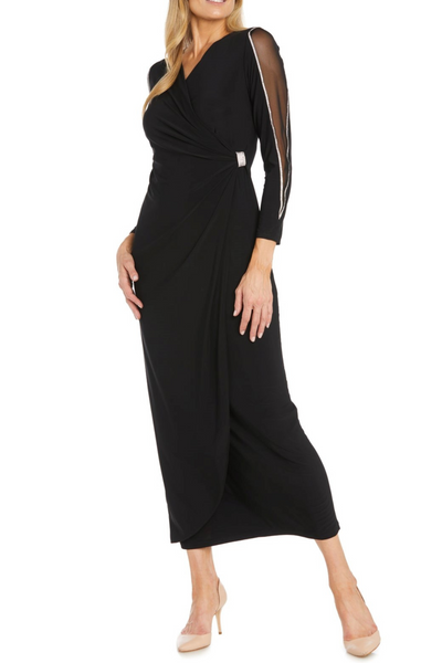 Long Faux Wrap Style Evening Dress by R&M Richards 3411